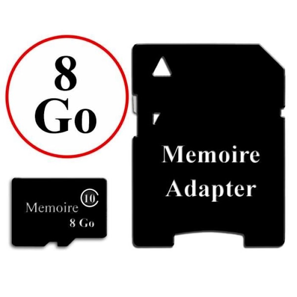 Minneskort i Micro-SD-format 8 GB klass 10 + Adapter för Cubot Rainbow 2 by PH26®