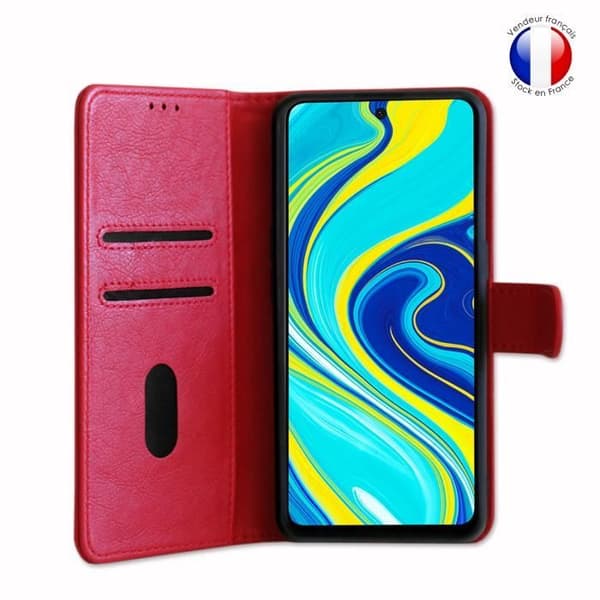 Plånboksfodral - Xiaomi - Redmi Note 9s - Högkvalitativt läder - Magnetisk - Videostöd Röd