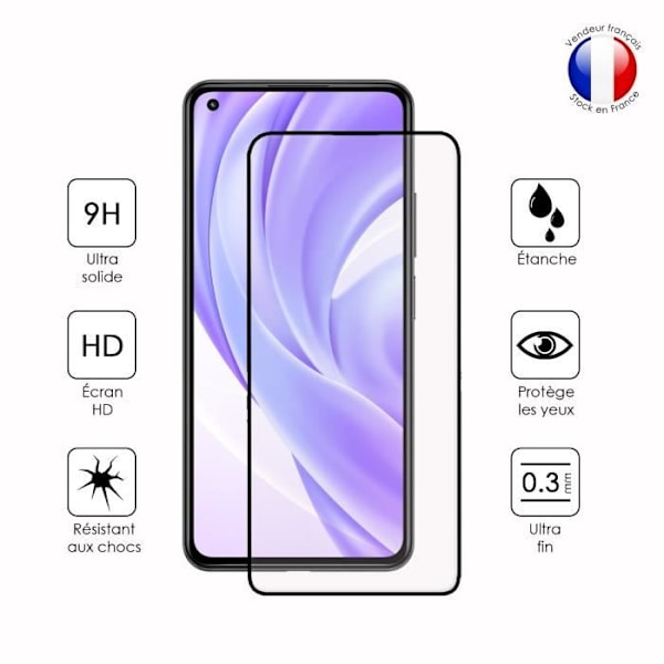 Pack 2 HELA skyddsfilmer för Xiaomi MI 11 Lite i ultrabeständigt härdat glas (Maximal hårdhet) Vit