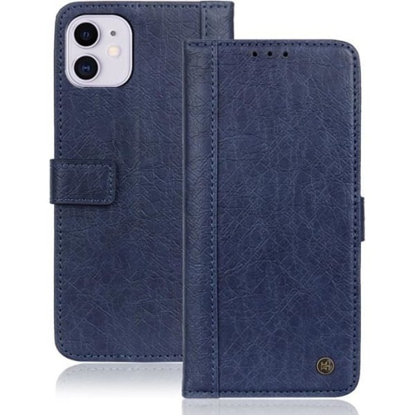 iPhone 12-fodral, Premium PU-läderfodral, Magnetisk plånbok, Korthållare, Stativfunktion, Flip Cover, Blå