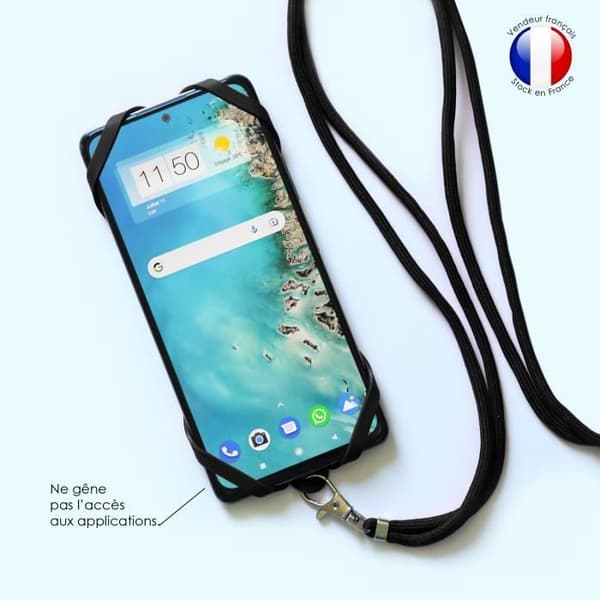Coque - SORT - Huawei P30 Lite - Stødabsorberende - Justerbar rem - Silikone Svart