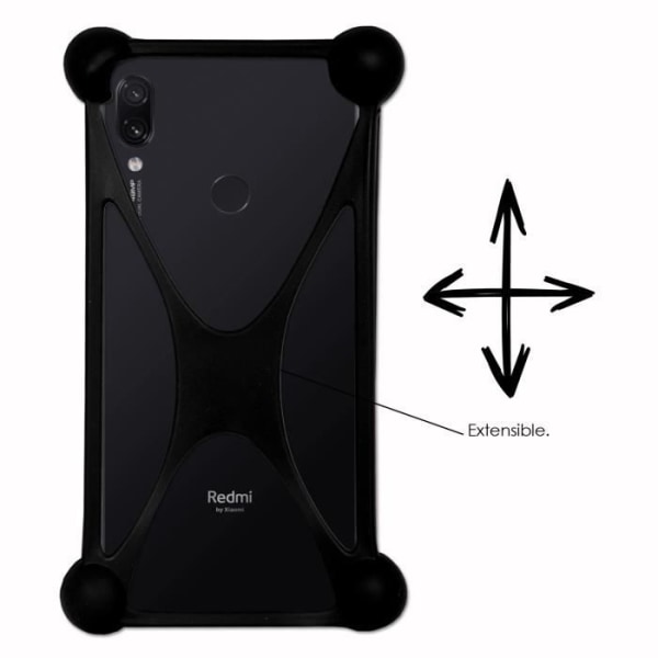 Super Pack svart stötsäkert stötfångarfodral i kvalitetssilikon för Xiaomi Redmi Note 7 med nätladdare, ultrasnabb 2x USB