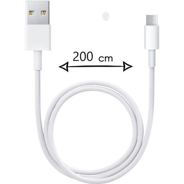 Micro USB-kabel - Samsung - Galaxy A02s - 2 Meter - Snabbladdning - Dataöverföring Vit