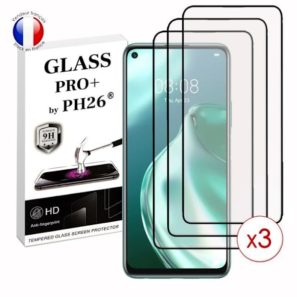 Pack 3 HELA skyddsfilmer för Huawei P40 Lite 5G i ultrabeständigt härdat glas (maximal hårdhet) Vit