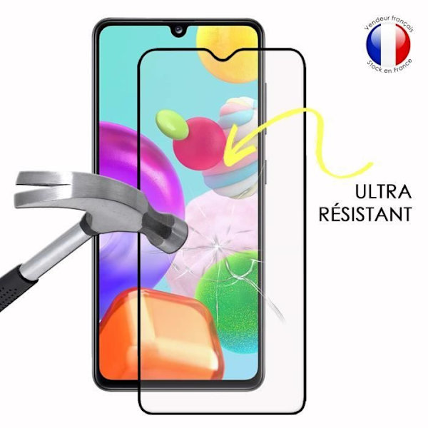 FULL skyddsfilm för Samsung Galaxy A41 i ultrabeständigt härdat glas (maximal hårdhet) Vit