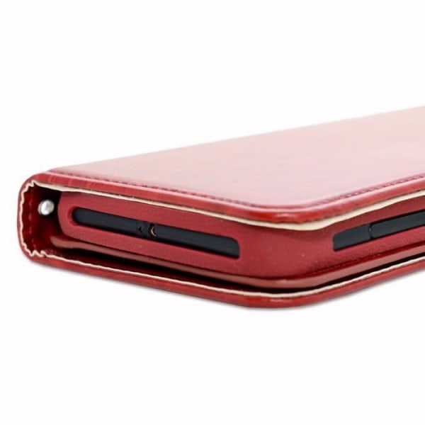 Etui hus folio - LG - K42 - Ekologiskt läder - Dubbel lock - Kortfickor - Brun kastanj