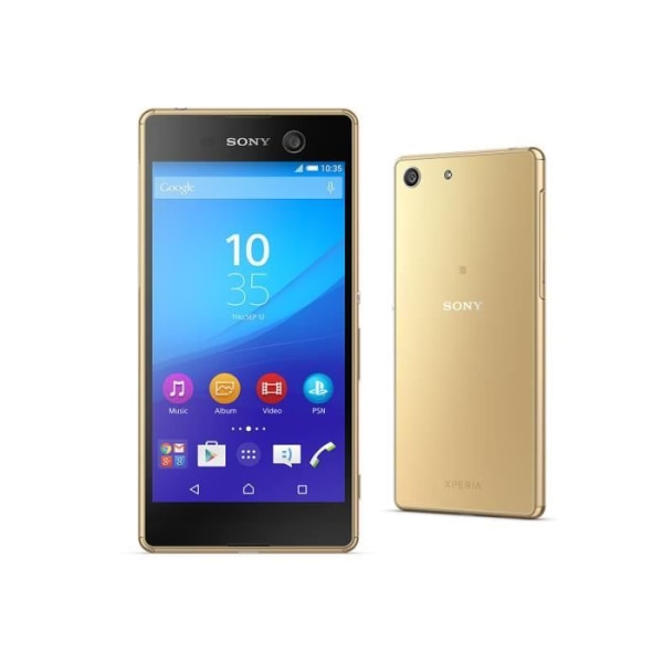 SONY XPERIA M5 Dedikeret sort folio etui med vinduer i læderlook og synlige stikninger by PH26®