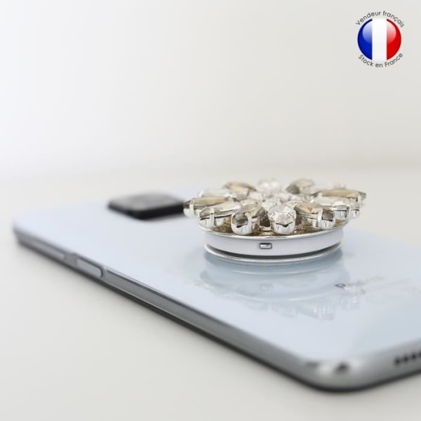 Vikbar mobiltelefonhållare för ZTE Blade A3Y Super Diamond Design - Diamond Gold &amp; White