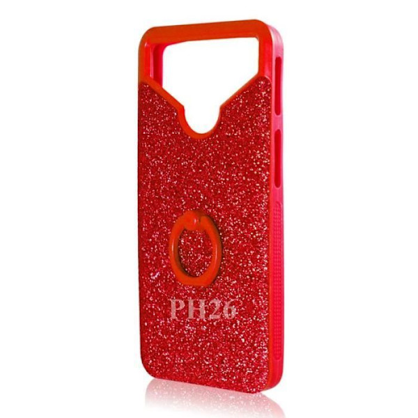 Selecline Smartphone 5'' Rød bagcover med diamantstært effekt og silikonegel anti-stød kanter med ring til selfies.