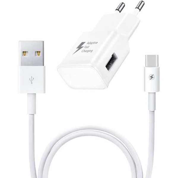 Pakkeoplader + kabel til Oukitel C35 Hurtigoplader Ultra-kraftig og hurtig NY GENERATION 3A med USB-Type C-KABEL Vit