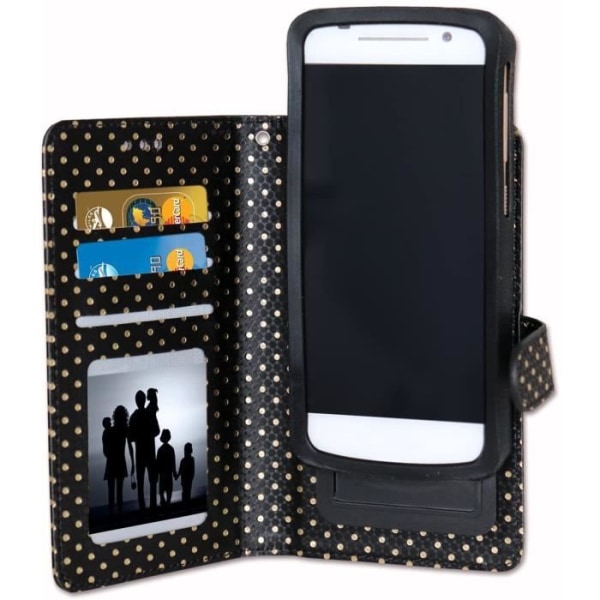 Smartphonefodral - SVART - Blackview A80 - Ekoskinn - Korthållare - Inbyggd spegel Svart