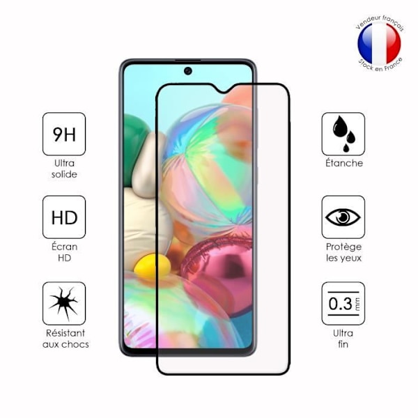 FULL skyddsfilm för Samsung Galaxy A71 i ultrabeständigt härdat glas (maximal hårdhet) Vit