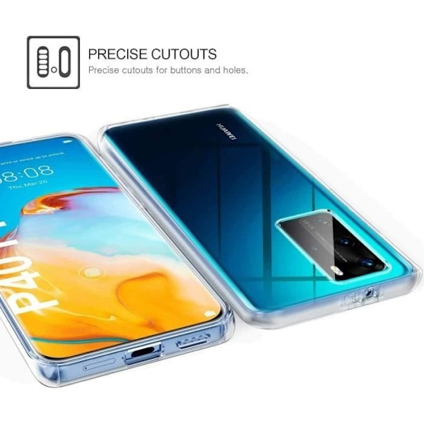 360 etui kompatibelt Huawei P40 Pro 100% Transparent 360 Fuld beskyttelse Blød foran + hård bagside. 360 Touch Cover