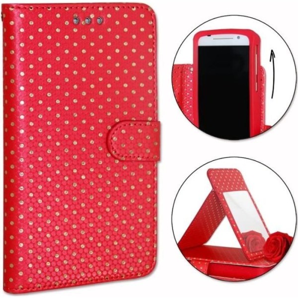 Foliofodral för Xiaomi Redmi Note 10 Pro Global plånboksformat i ekoläder - dubbel invändig korthållare med flik - RÖD Röd