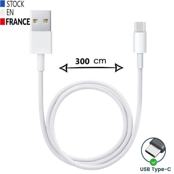 USB Type C-kabel för Xiaomi Redmi Note 11T 5G - Snabbladdning-synkroniserad dataöverföring - 3 meter kabel