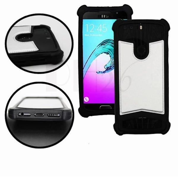 Alcatel Flash (2017) Bakcover i silver läderlook med kant i silikon gel som motverkar stötar by PH26®