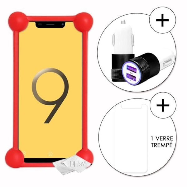 Coque Bumper - V-Mobile - S9 (2019) - Punainen - Iskunkestävä - Pehmeä Silikoni Röd
