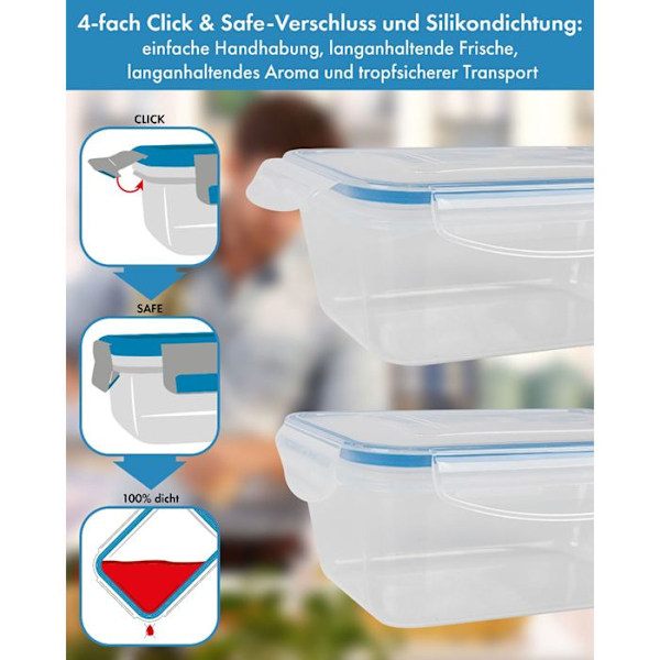 Set med 5 matbehållare av plast med lock, matlåda Classbach C-FHD 4007 K 40077