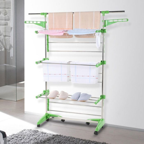 Multifunktionell torktumlare 20m grön klädstreck Herzberg HG5015-GRE