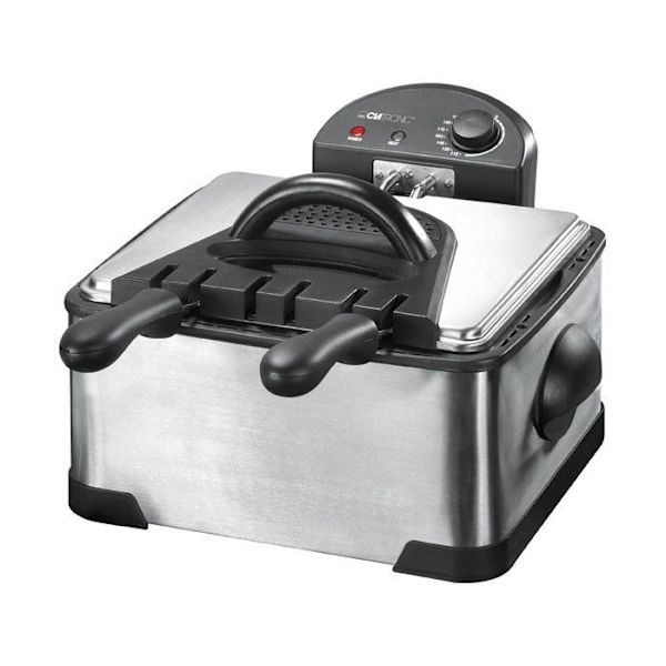 Dubbelfritös 4L rostfritt stål Clatronic FR 3195 Svart, Rostfritt stål