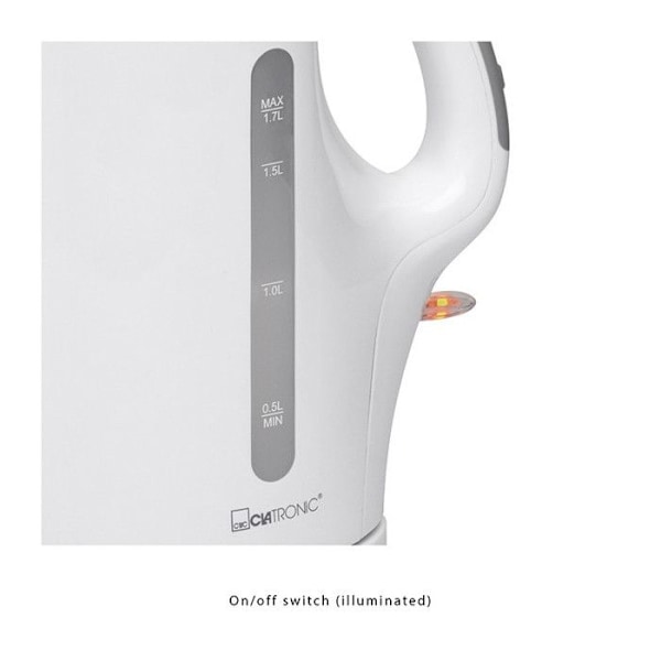 Elektrisk vattenkokare - Clatronic WK 3445 - Kapacitet 1,7L - 2200W - Trådlös