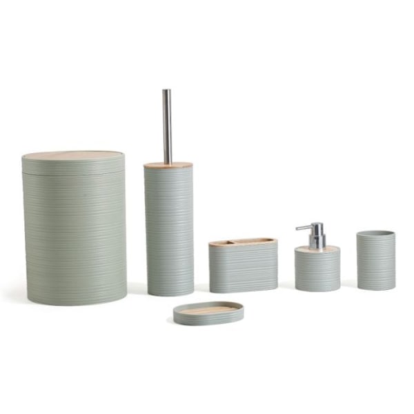 Herzberg Sage Green 6 delar bambu badrumsset HG04449