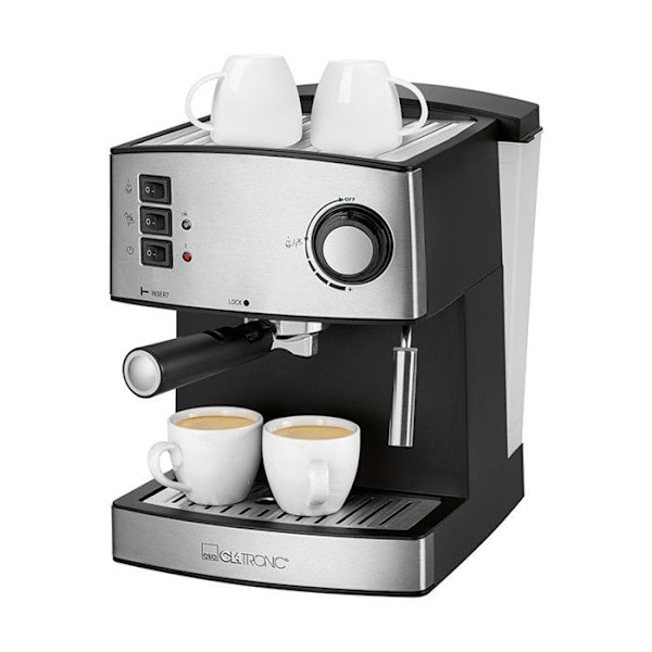 Espressomaskin - CLATRONIC - ES 3643 - 15 bar - Malet kaffe - Rostfritt stål Grå