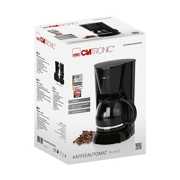 Kaffebryggare - CLATRONIC - KA 3473 - 14 koppar - Filter - Svart Svart
