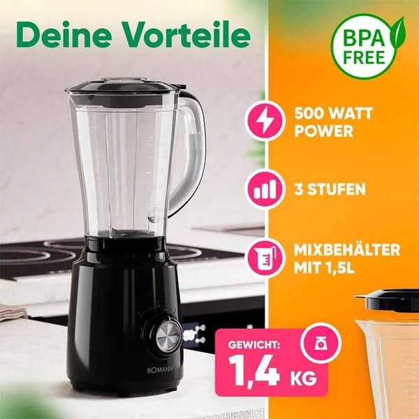 Blender Bomann UM 6091 CB 500W 1.5L Svart