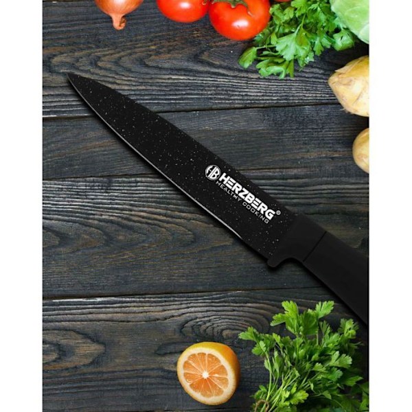 Knivset med stöd 8 stycken Black Marble Herzberg HGMSN8BLM