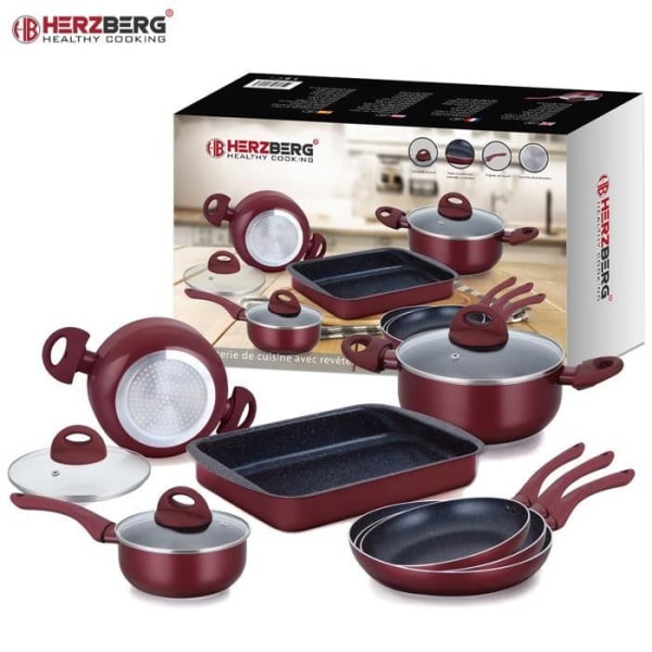 Blandade köksredskap - Herzberg - HG9016-BR - Non-stick beläggning - Kompatibel med alla värmekällor inklusive induktion