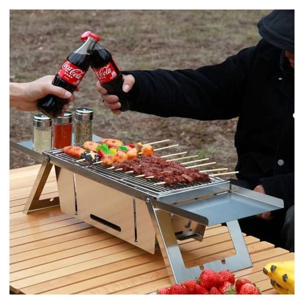 Fällbart bordsgaller - HERZBERG - HG-04159 - Rostfritt stål - Fällbar - Bärbar