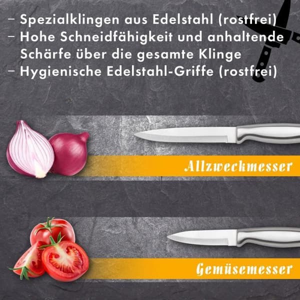 Knivset - CLASSBACH - C-MBS4018 - 7 delar - Rostfritt stål - Vit träblock