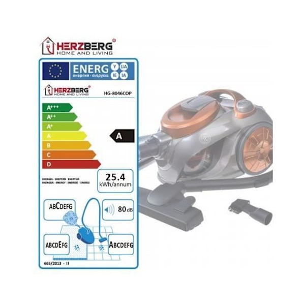 Herzberg HG8046 Multi-Cyclone påslös dammsugare