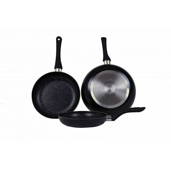 Lot om 3 Stenpannor 20 24 28cm Induktion svart Cenocco CC2001-BLK