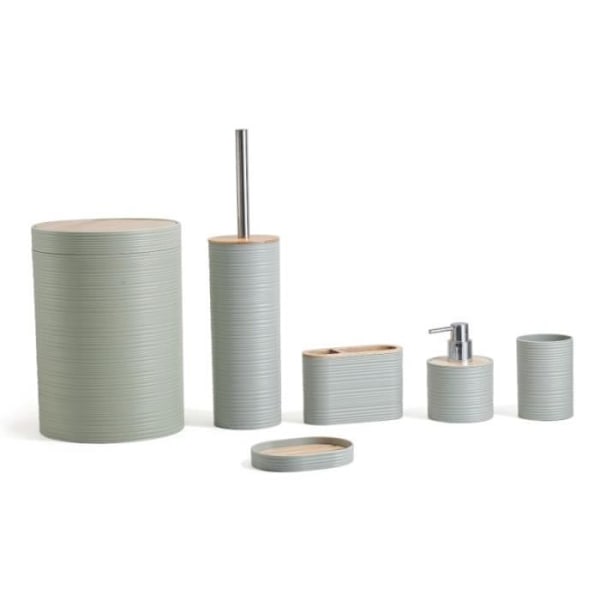 Herzberg Sage Green 6 delar bambu badrumsset HG04449