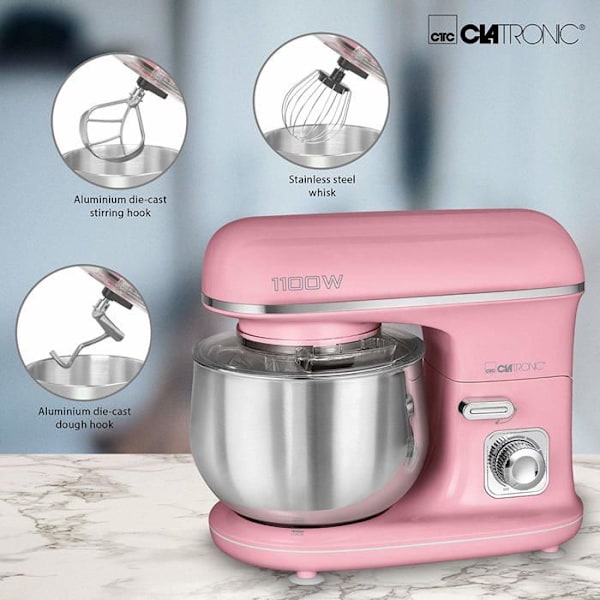 Robot Pâtissier Boulangerie Kök Hushåll Multifunktion Skål 5L Bomann KM 6030 1100W Rosa 603019