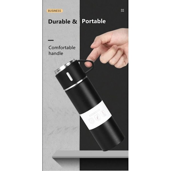 Isolerad flaska i rostfritt stål 500ml Herzberg HG04210-BLK Svart