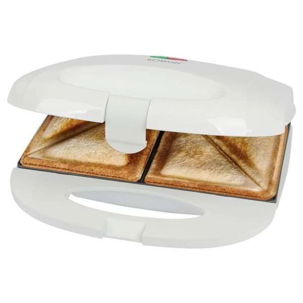 Sandwichmaskin - BOMANN - ST6073CB-Vit - Triangulära plattor - Non-stick - Justerbar termostat Vit