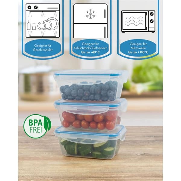Set med 5 plastmatbehållare med lock, lunchlåda Classbach C-FHD 4007 K
