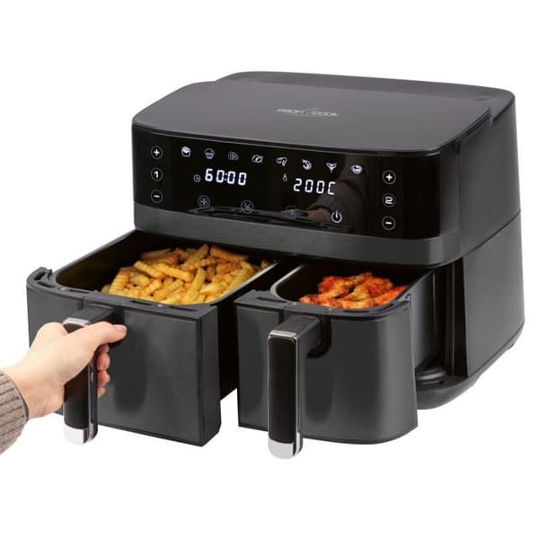 Luftfritös 9L dubbelkompartiment 2700W Proficook PC-FR1295H-Svart Svart