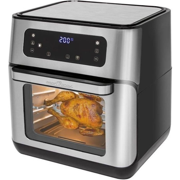 Varmluftsfritös - Proficook - FR 1200 - 11 Liter - 1500W - Svart/Silver Svart, Rostfritt stål