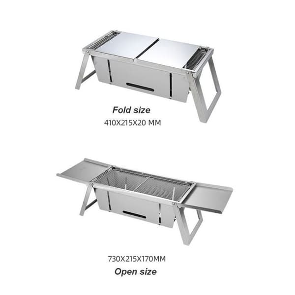 Fällbart bordsgaller - HERZBERG - HG-04159 - Rostfritt stål - Fällbar - Bärbar
