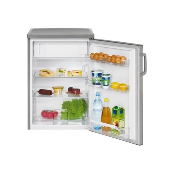 Bomann KS2194-1-Inox 120L Kylskåp i rostfritt stål - 1 dörr - Automatisk avfrostning - 39 dB - Användbar volym 120 liter