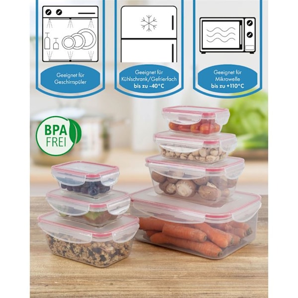 Set med 7 matbehållare av plast med lock, matlåda Classbach C-FHD 4008 K 40084