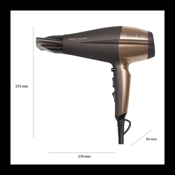 Hårtork - ProfiCare - PC-HT 3010 - Brun / Brons - 2200W - 3 Temperaturer - 2 Hastigheter Marron / Brons