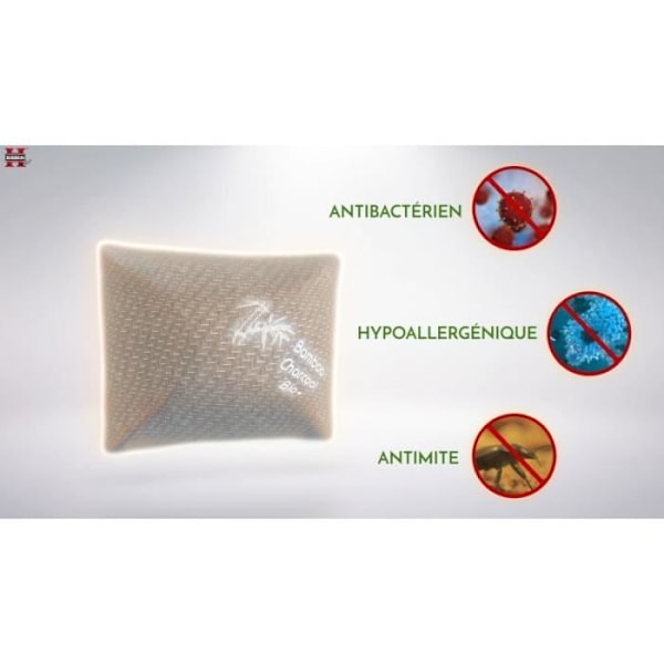 Herzberg HG6050-BC Bamboo Memory Foam Kudde - Medium Kudde - Tvättbar Kol