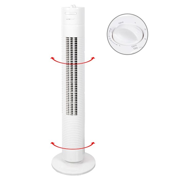 Ventilator för Tyst torn Timer Oskillerande 3 hastigheter 78cm Clatronic TVL 3770 35W Vit 263962