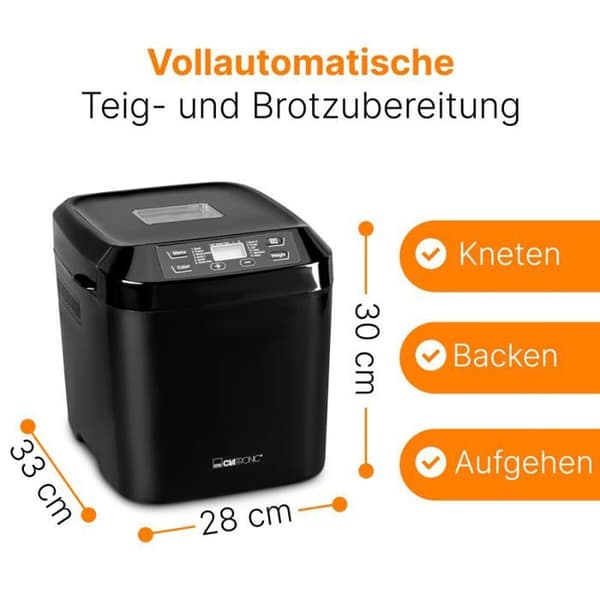 Clatronic BBA 3774 Brödmaskin med timer 3 l svart