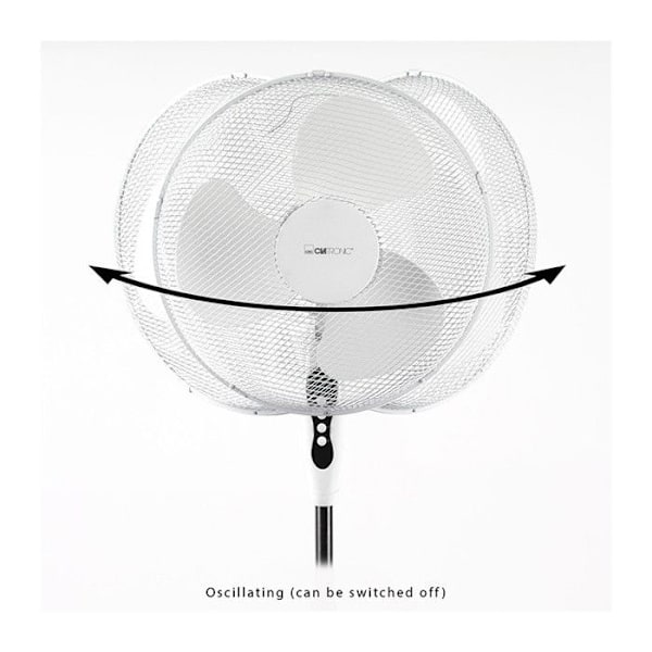 Piedestalfläkt - CLATRONIC - VL 3603S - Oscillation - Justerbar i höjd och lutning - Vit Vit